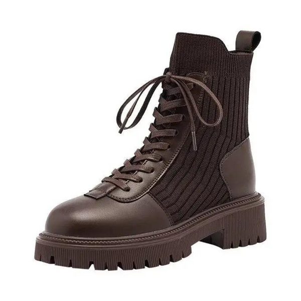 Bota Feminina de Couro Estilo Punk